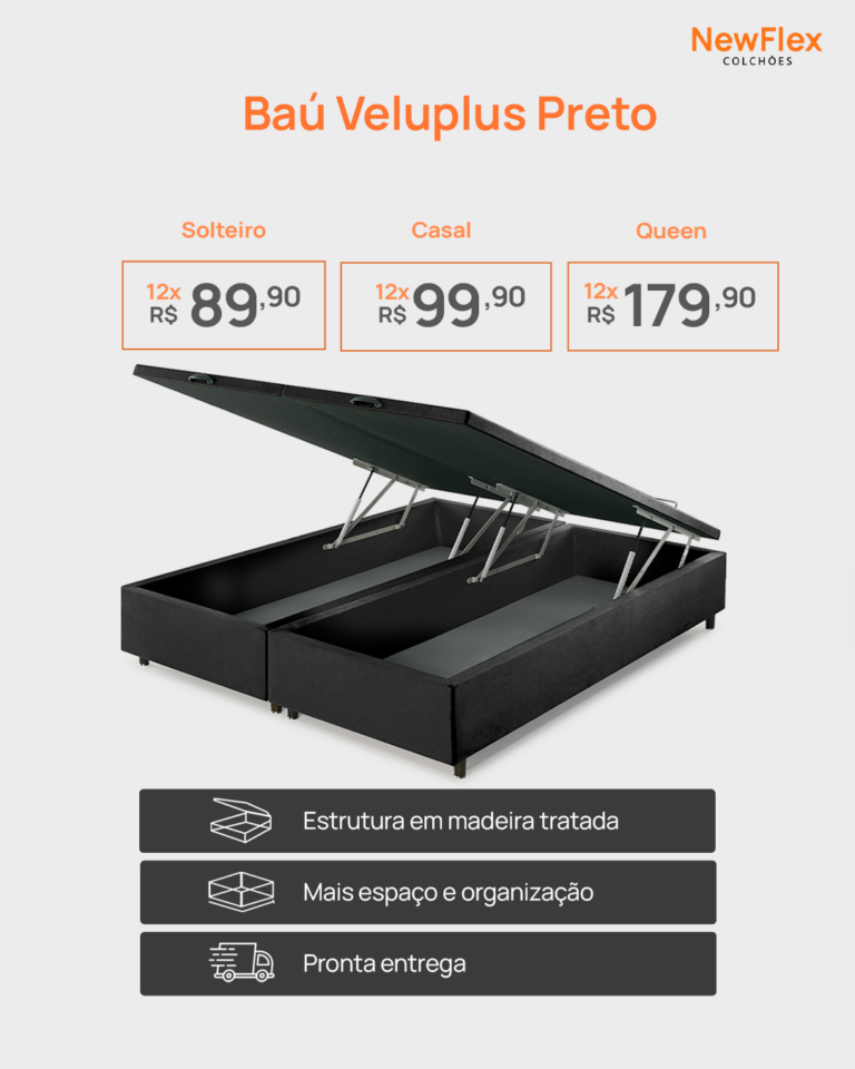 Baú Veluplus Preto